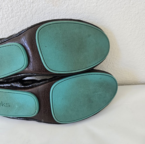 TIEKS Obsidian Shiny Patent Leather Black Ballet Flats Shoes size 10 - Picture 14 of 16